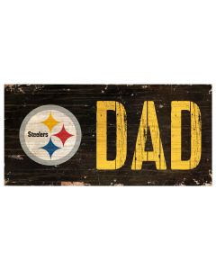 Pittsburgh Steelers Logo Dad 6x12" Wood Sign