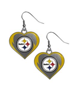 Pittsburgh Steelers Heart Dangle Earrings