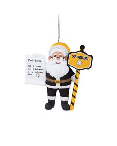 Pittsburgh Steelers Santa w/ Scroll Ornament