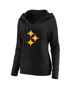 Pittsburgh Steelers Women's Plus Size Hypocycloid V-Neck Pullover Hoodie