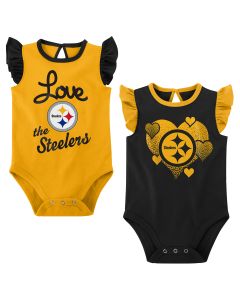 Pittsburgh Steelers Infant Girl's Spread the Love 2 Pack Short Sleeve Creeper Set