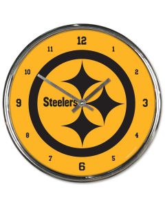 Pittsburgh Steelers Reverse Color Rush Logo Chrome Clock