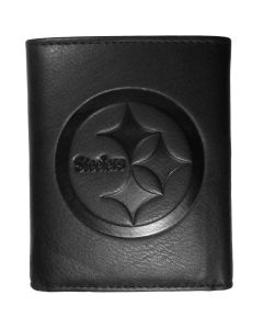 Pittsburgh Steelers Embossed Logo Tri-Fold Leather Wallet