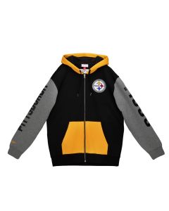 Pittsburgh Steelers Mitchell & Ness Colorblock Full Zip Fleece Hoodie