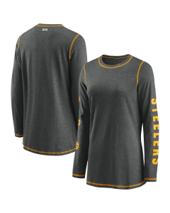 Pittsburgh Steelers Women's Erin Andrews Color Rush Crew Long Sleeve T-Shirt