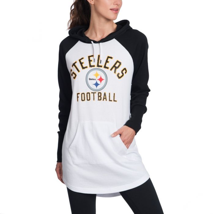 Pittsburgh Steelers Women's All Division Long Sleeve Tunic Hooded T-Shirt
