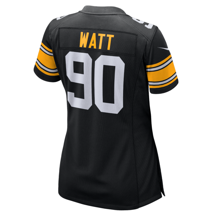 Nike Pittsburgh Steelers No90 T. J. Watt Black Team Color Women's Stitched NFL Limited Therma Long Sleeve Jersey