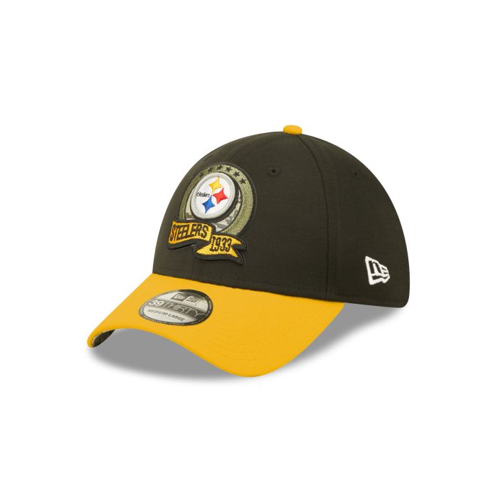 Pittsburgh Steelers 2022 SALUTE-TO-SERVICE FLEX Black-Gold Hat