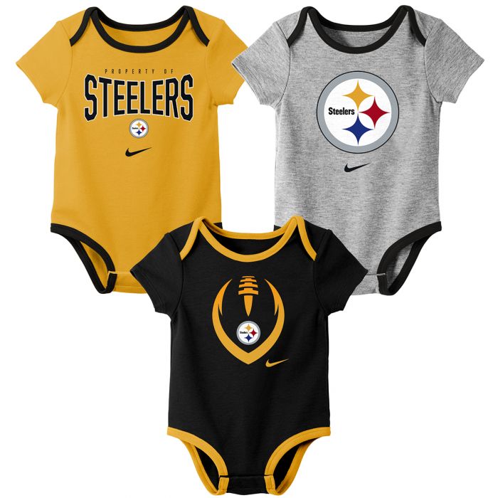 Pittsburgh Steelers Newborn Boys' 3 Pack Short Sleeve Nowstalgic Icon  Creeper Set