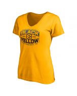 Pittsburgh Steelers Women's Black & Yellow Bars Short Sleeve T-Shirt